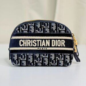 Dior Oblique Cosmetic Bag with Iconic Logo Design Paris Fashion Accessory